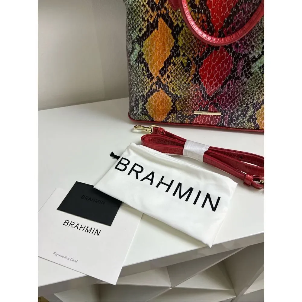 Brahmin NWT Red Dragon Snake Print Satchel Bag
